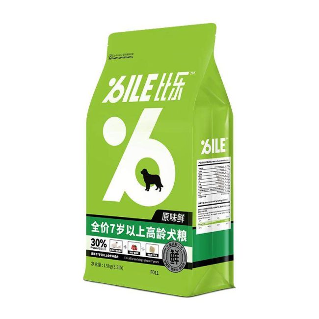 比乐老年犬狗粮 原味鲜肉鸭肉配方 7岁以上高龄犬专用 福贝出品 正面包装