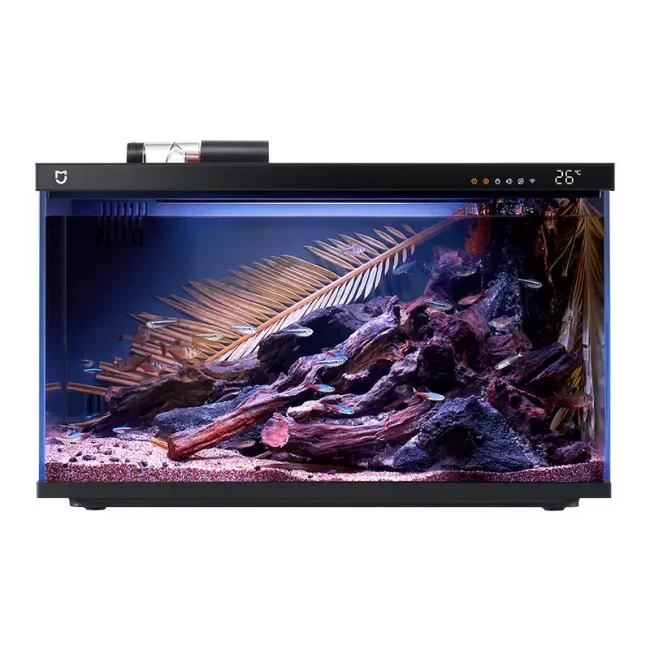 米家智能鱼缸客厅小型造景生态家用背景超白玻璃桌面循环