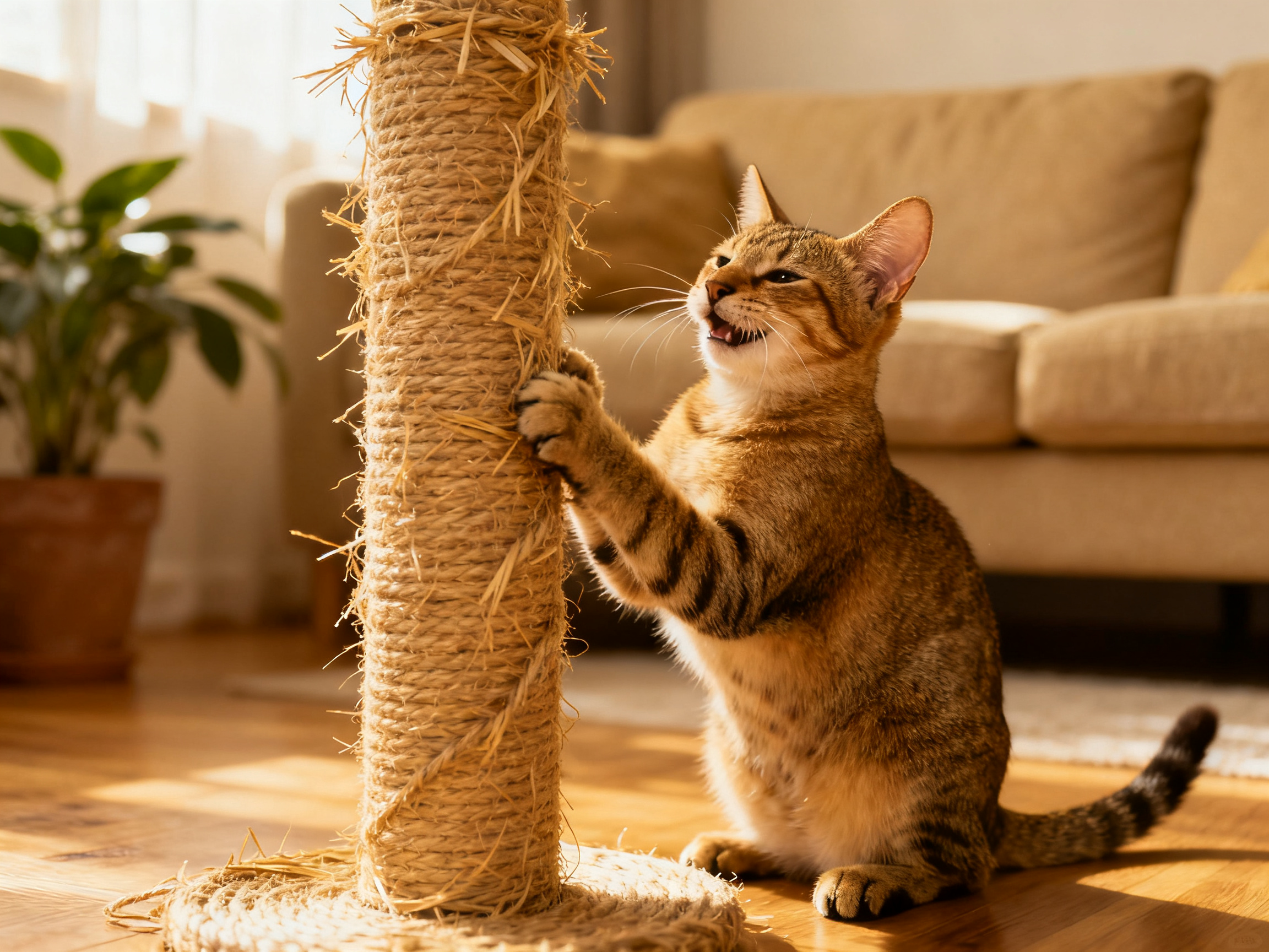 猫咪磨爪是生理刚需——提供合适抓板防止破坏家具