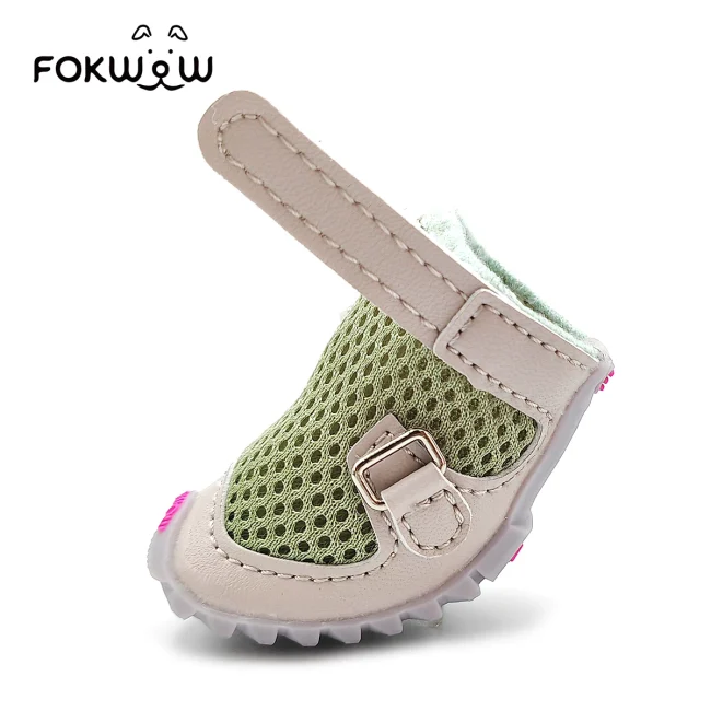 fokwow旗舰店小狗鞋透气网面鞋春夏秋季防滑软胶单双层小型犬鞋