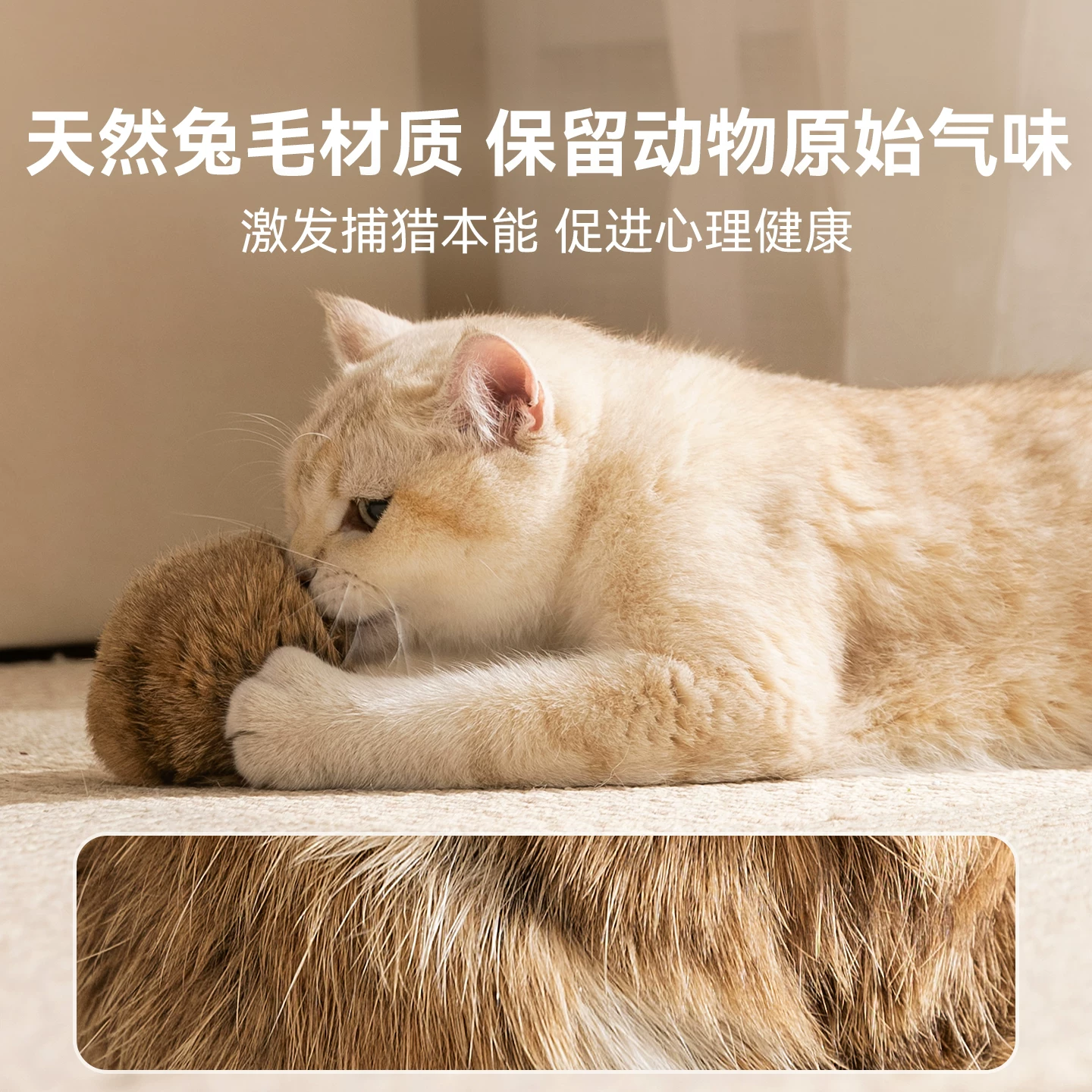 天然兔毛球猫玩具猫薄荷丰荣玩具小猫逗猫棒猫咪玩具自嗨解闷神器细节展示图2