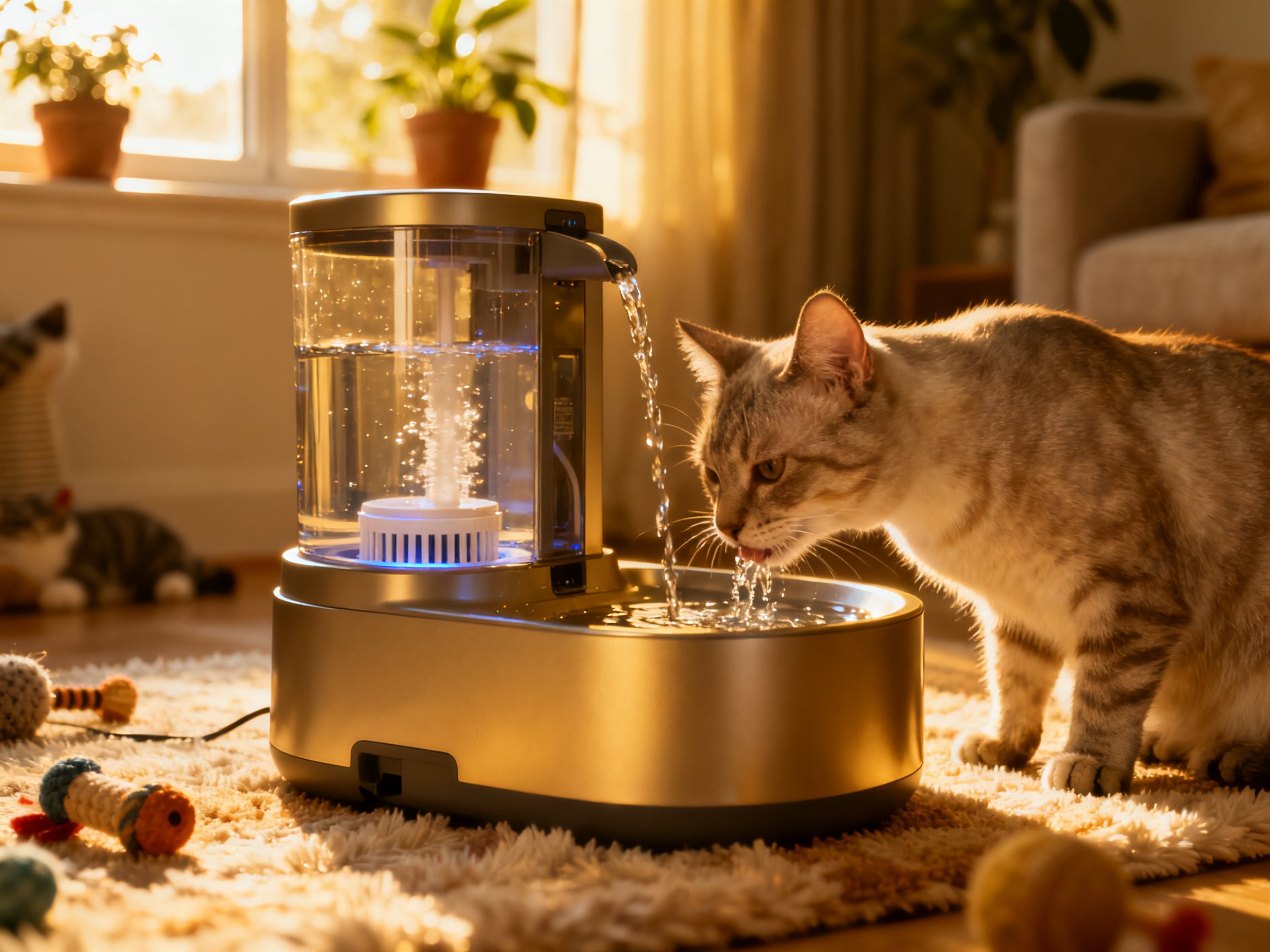 猫咪使用循环宠物饮水机——流动水更能激发猫咪饮水兴趣