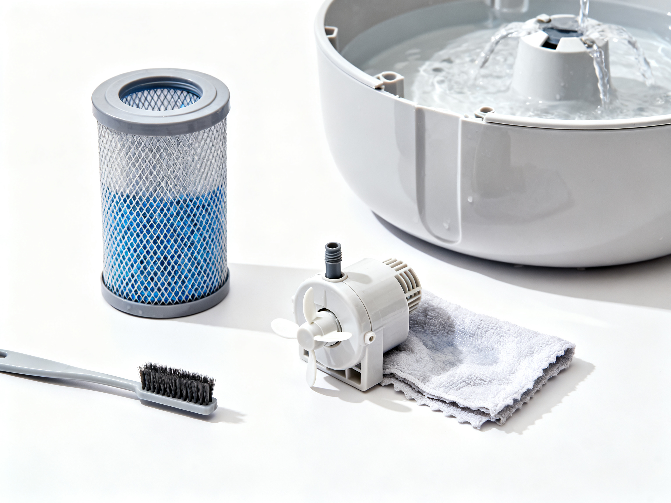 宠物饮水机拆解展示过滤系统——材质和过滤层是选购关键