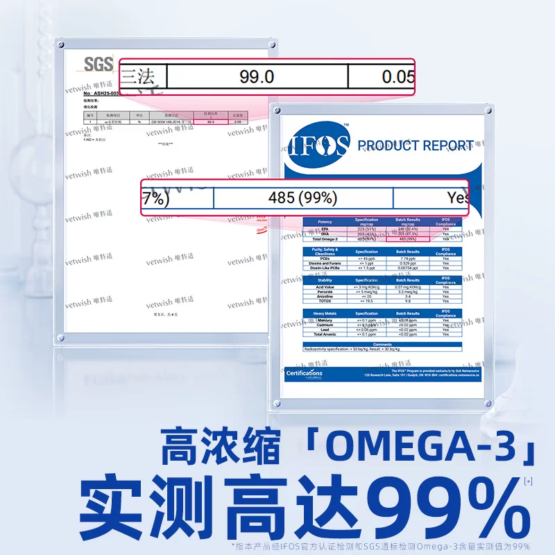 vetwish唯特适宠物鱼油猫用卵磷脂美毛护肤猫用V97鱼油胶囊猫专用细节展示图3
