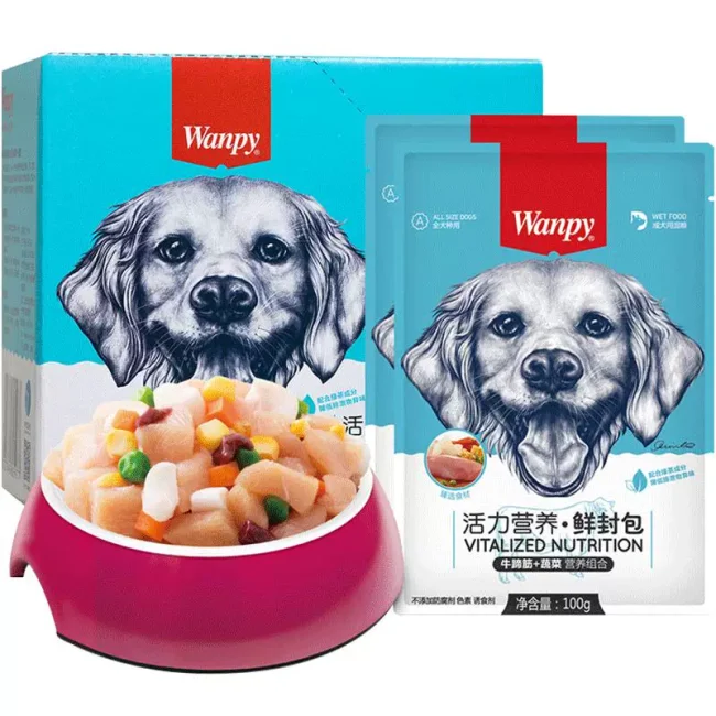 wanpy顽皮狗狗零食狗罐头拌狗粮鲜封包牛肉宠物狗狗湿粮拌饭泰迪