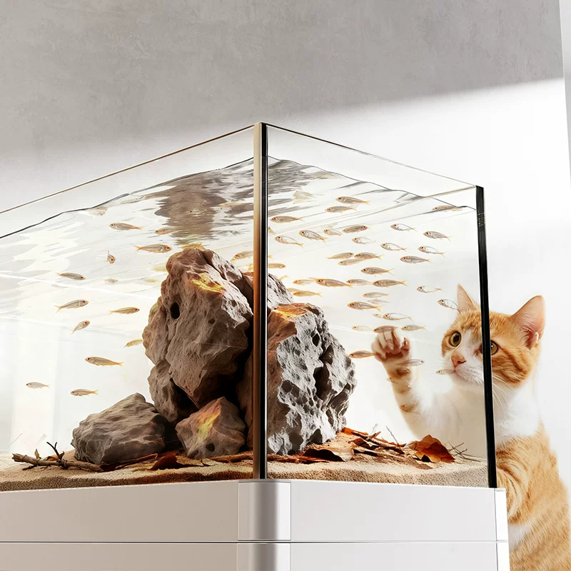 yee溪流鱼缸客厅2026新款超白玻璃家用小型底滤金鱼缸底滤造景缸细节展示图4