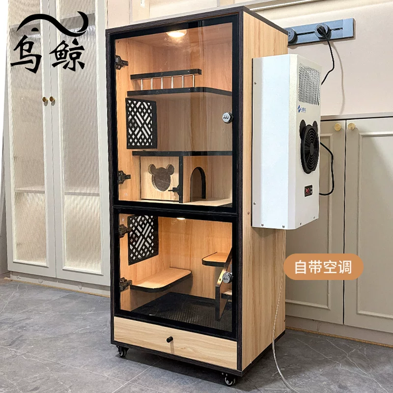 龙猫柜笼实木生态板宠物空调柜别墅相亲柜笼龙猫房笼子定制包邮细节展示图2