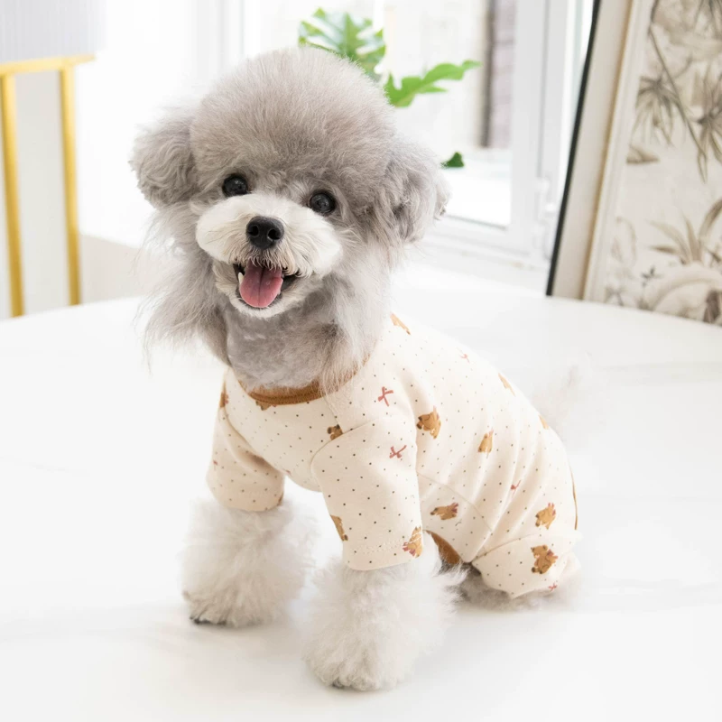 春秋款纯棉宠物猫狗狗衣服包肚子四脚衣泰迪比熊狗狗睡衣小型幼犬细节展示图3