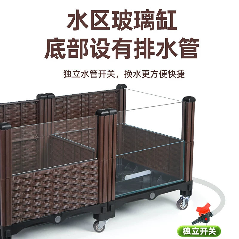 生态乌龟缸大型造景家用养龟黄缘专用玻璃饲养箱带晒台种植箱别墅细节展示图2