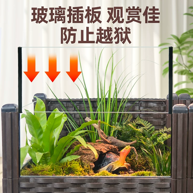 生态乌龟缸大型造景家用养龟黄缘专用玻璃饲养箱带晒台种植箱别墅细节展示图3