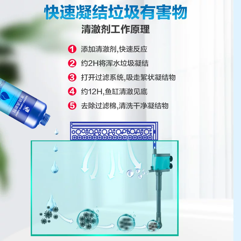 鱼缸净水剂一滴清水立清特清水质清澈澄清净化水杀菌清洁剂净水王细节展示图4