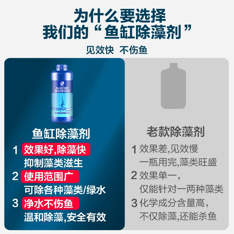 鱼缸除藻去苔剂青苔净神器灭藻去除绿水褐藻清除鱼池黑毛水藻绿藻细节展示图1
