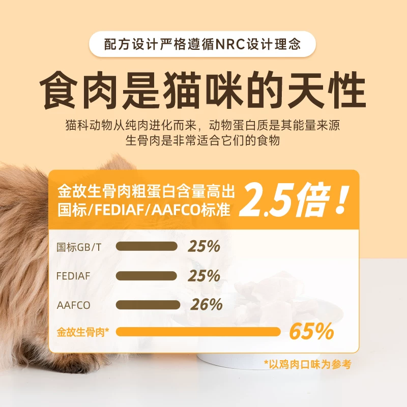 金故生骨肉鲜肉猫粮全价主食湿粮鲜食鸡肉牛肉猫饭成幼猫专用增肥细节展示图2