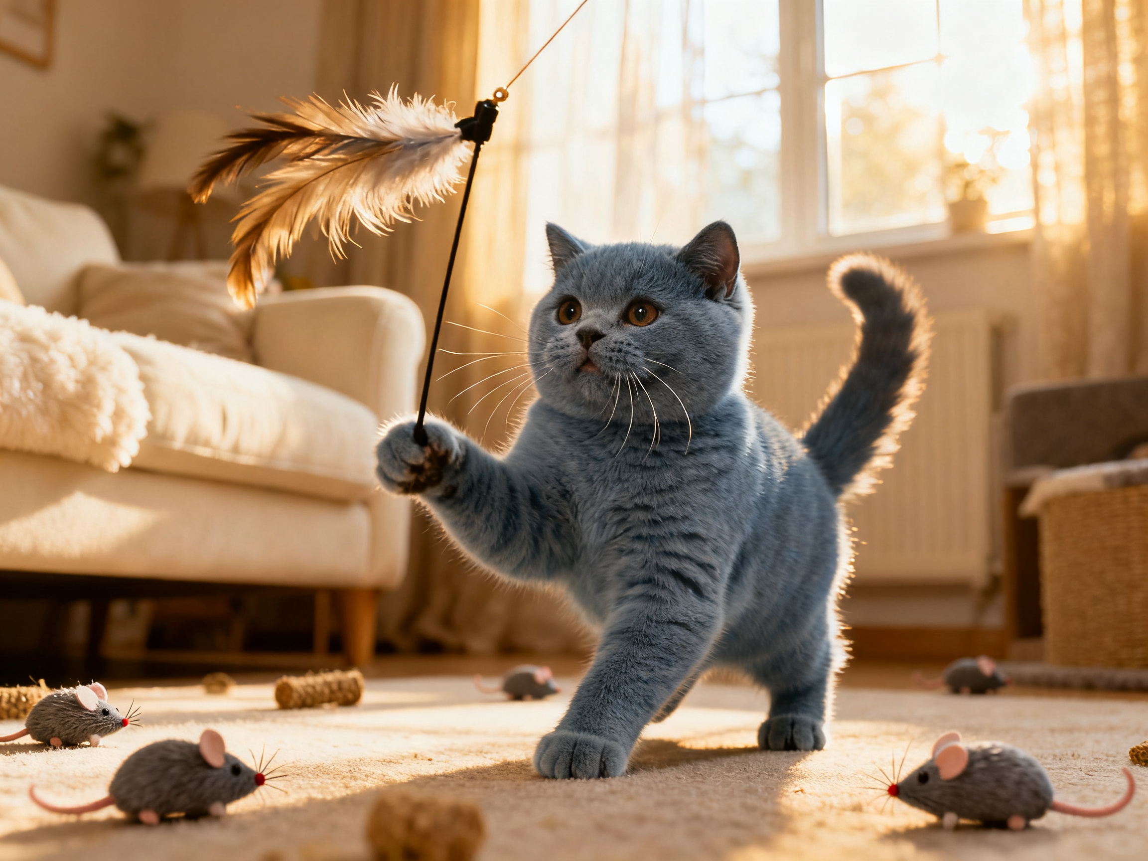 英国短毛猫玩耍，活泼可爱新手养猫品种选择