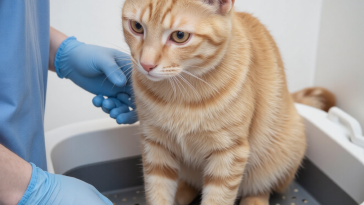猫咪在猫砂盆内用力排便困难，便秘症状表现识别