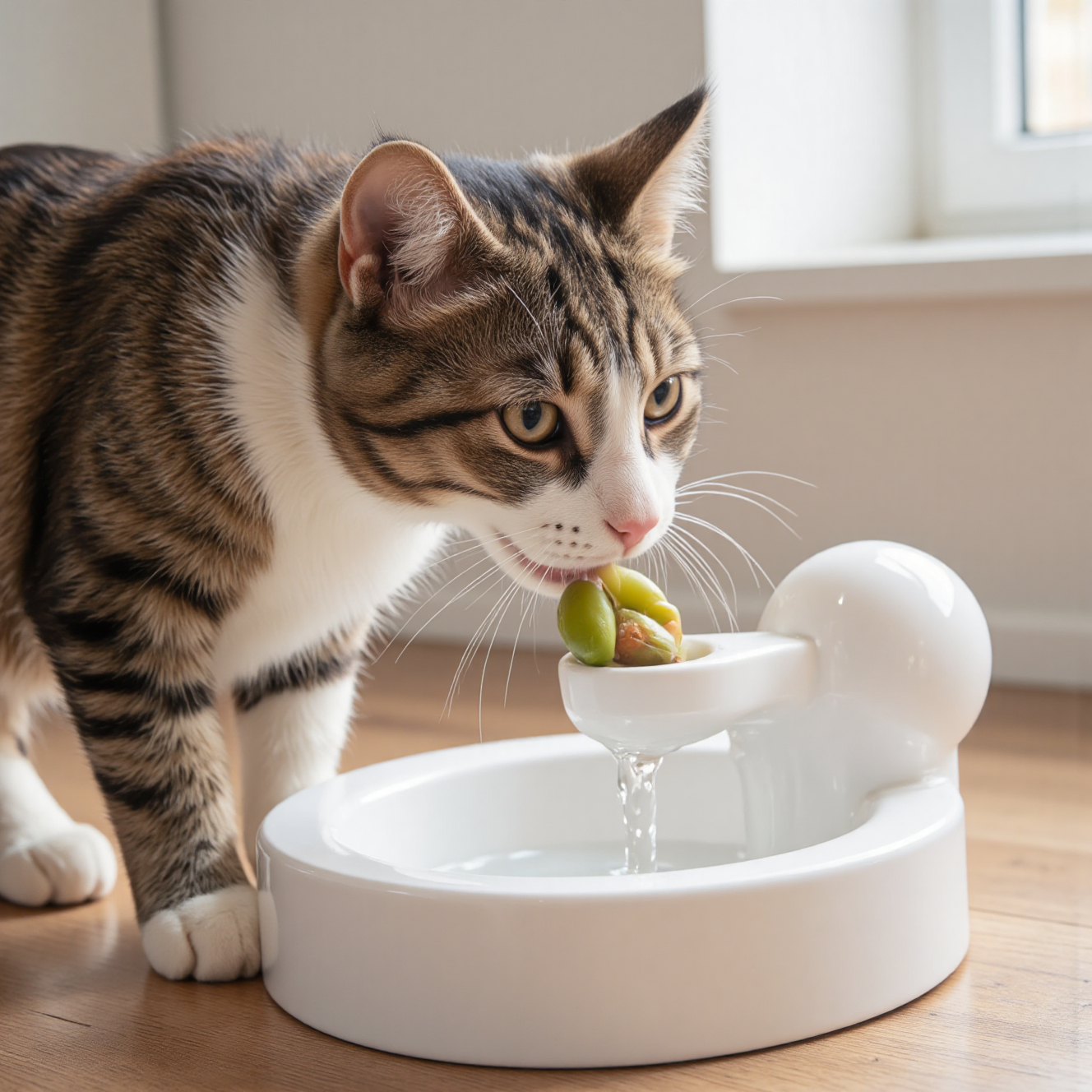 猫咪饮水不足导致便秘，流动饮水机增加饮水量预防便秘