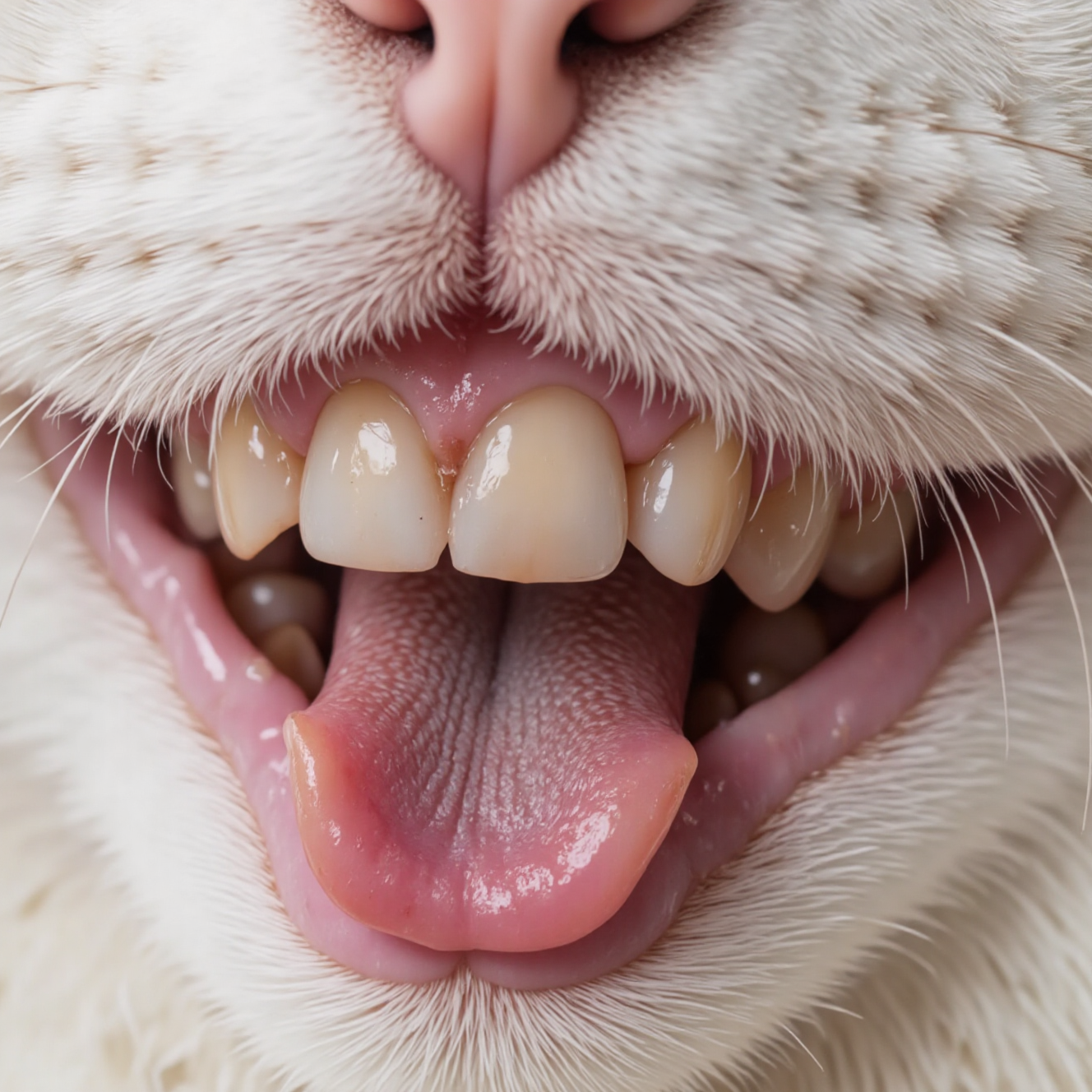 猫咪牙齿牙结石牙龈炎特写，口腔健康问题展示
