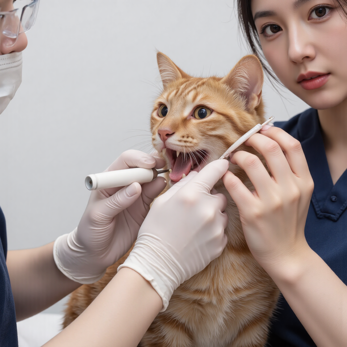 兽医检查猫咪牙齿口腔健康，猫咪牙齿护理