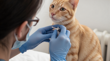 猫咪糖尿病症状多饮多尿体重下降，兽医为猫检查血糖