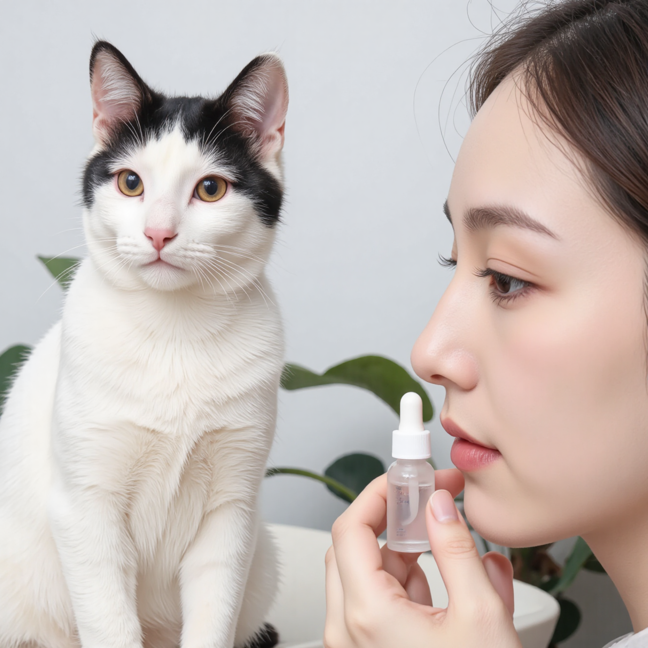 兽医为猫咪检查眼部,结膜炎角膜溃疡眼病诊断场景