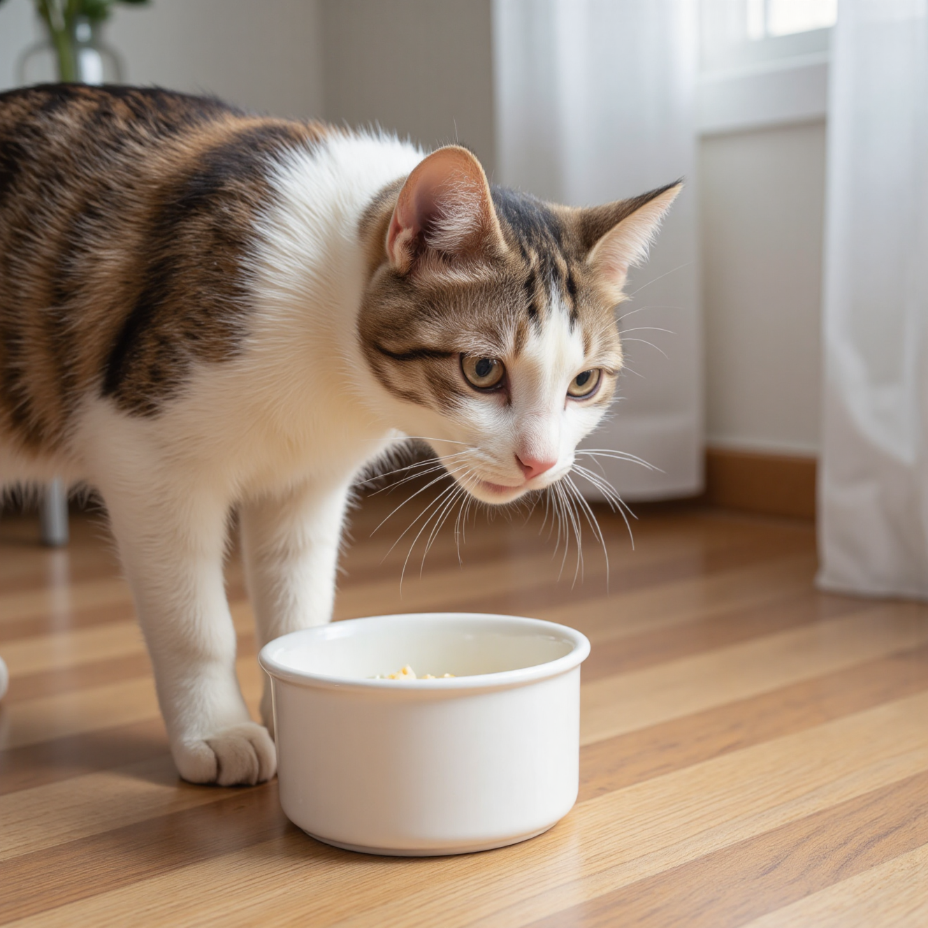猫咪拒绝吃新食物转头走开，猫咪换粮拒食挑食