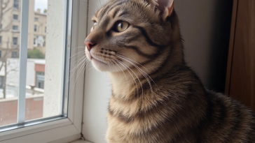 无聊的室内猫咪发呆望着窗外，猫咪环境刺激不足