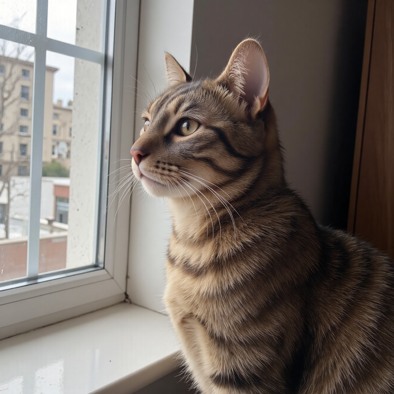 无聊的室内猫咪发呆望着窗外，猫咪环境刺激不足