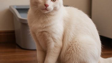 猫咪在猫砂盆旁，泌尿健康观察