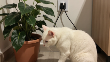 好奇猫咪接近家中有毒植物和电线等安全隐患