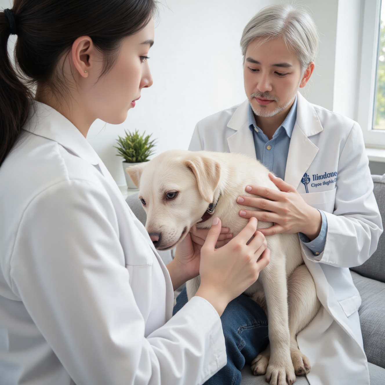 老年犬因关节疼痛行走困难，兽医检查髋关节