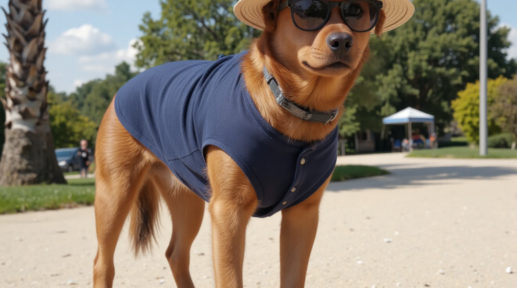 狗狗穿防晒衣户外活动，宠物夏季防晒保护皮肤健康