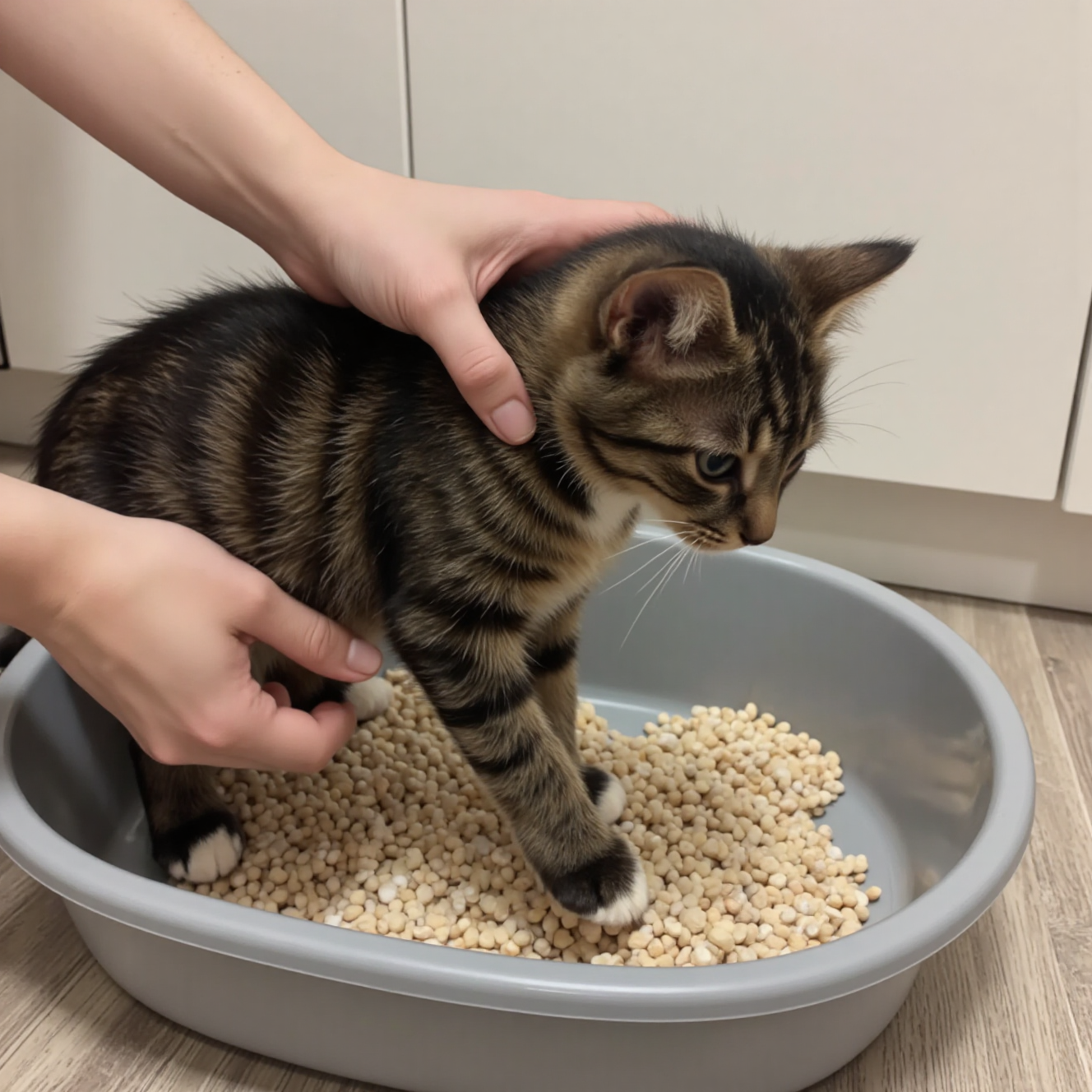 猫砂盆摆放与初次引导